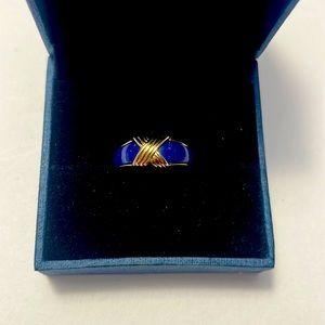 Vintage Avon Faux Lapis Criss Cross Ring Sz 5